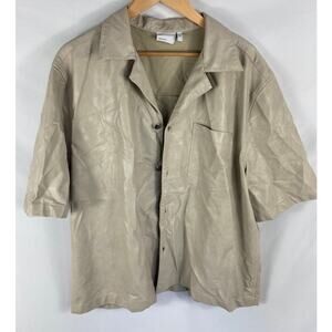 ASOS Short Sleeve Tan Faux Leather Button Up Jacket Size 2XL
